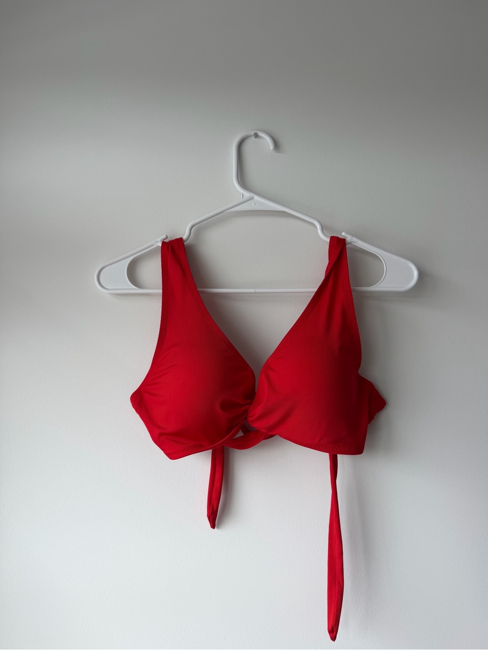 Shade & Shore Red False Tie-Front Bikini Top